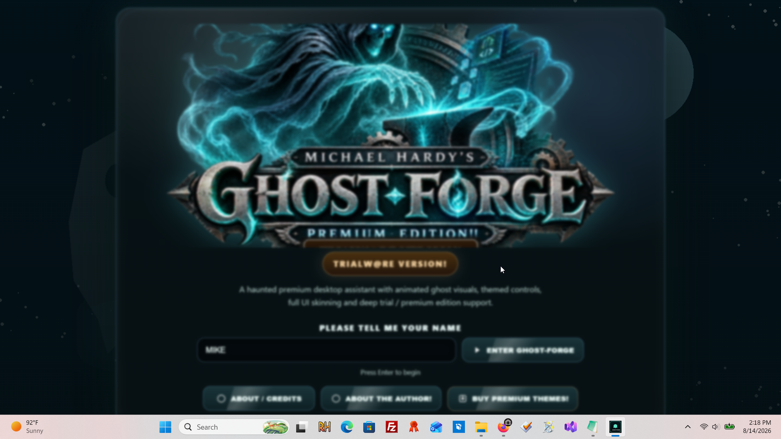 Ghost-Forge user interface screenshot